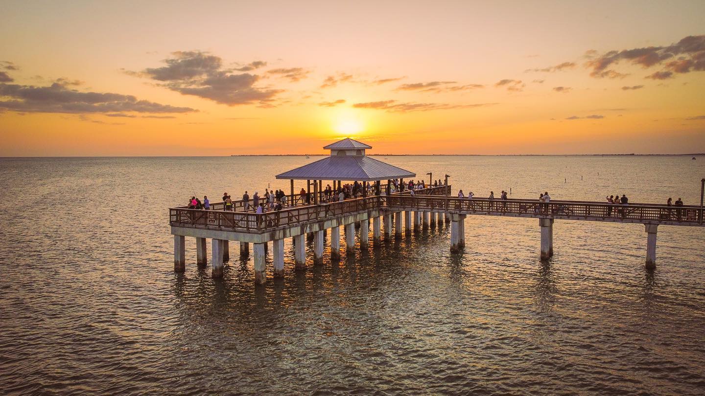 fort myers beach pier at sunset