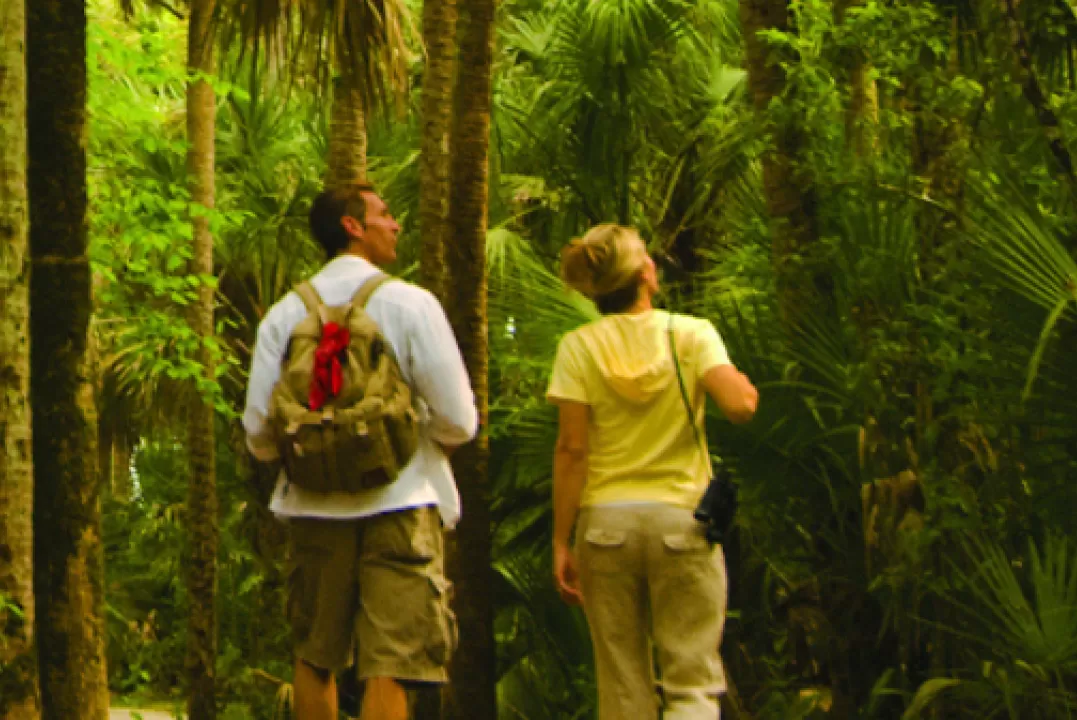 un homme et une femme marchent sur un chemin