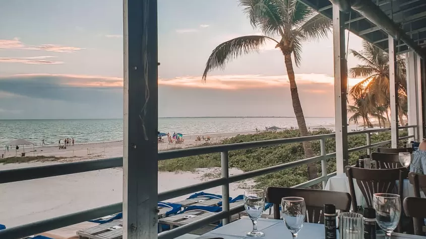 Outdoor view of table at Restaurant at sunet