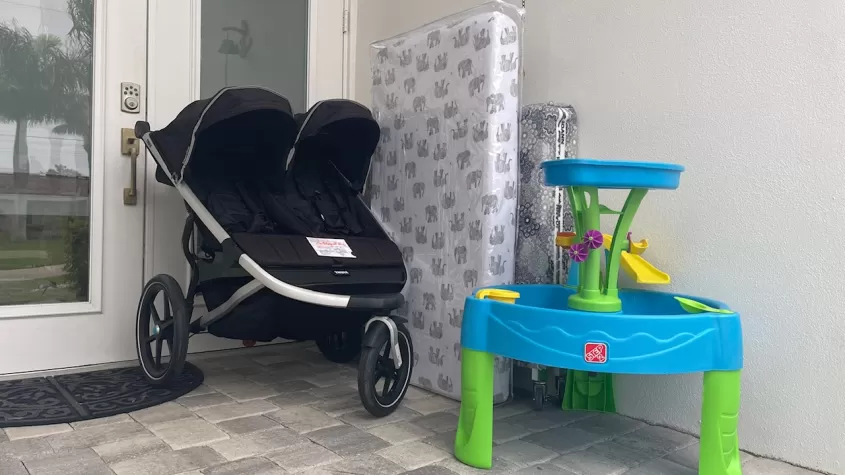 Double Jogging Stroller, Crib, Watertable