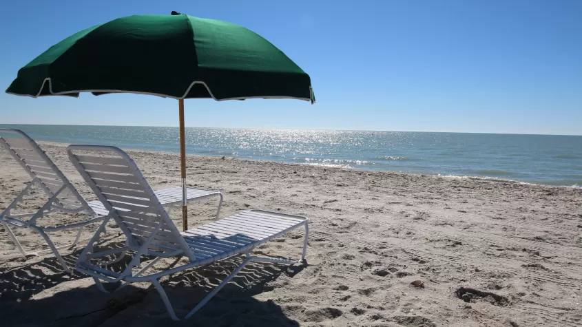 Island Inn Sanibel Beach Chairs on Gulf of Mexico