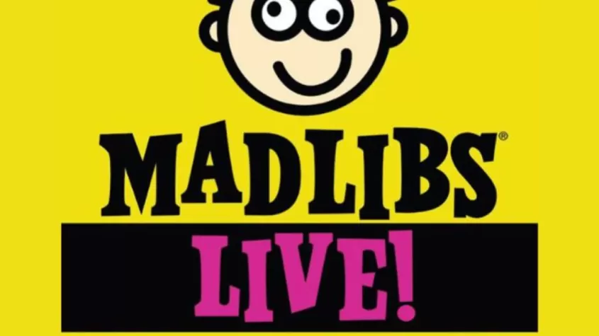 yellow background with MAD LIBS LIVE! logo