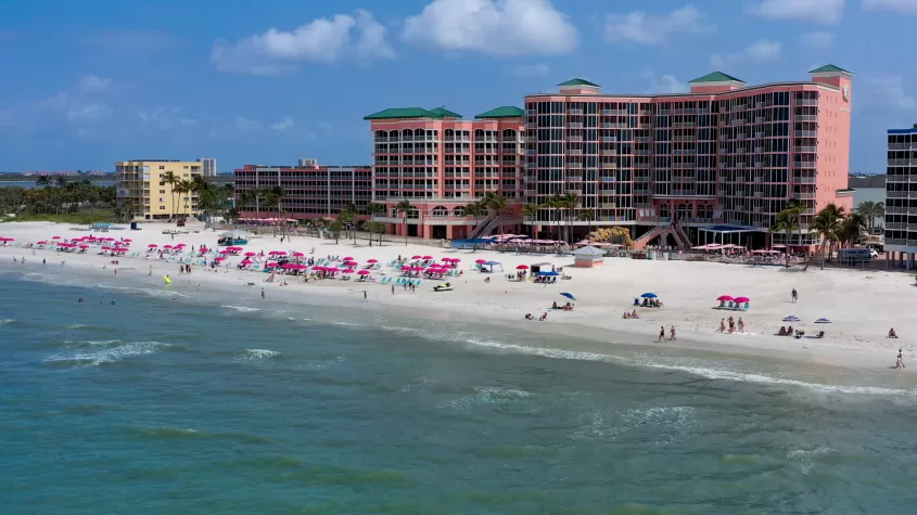 Drone photo of Pink Shell Resort & Beach from above