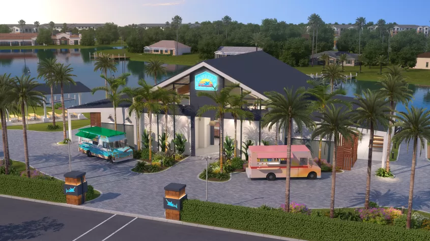 Entrance to Slipaway Food Truck Park & Marina in Cape Coral