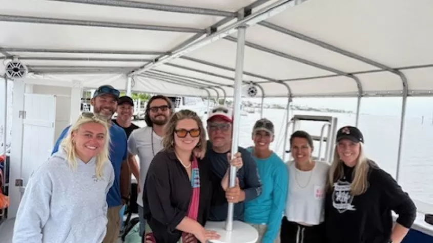 group of friends on the boat