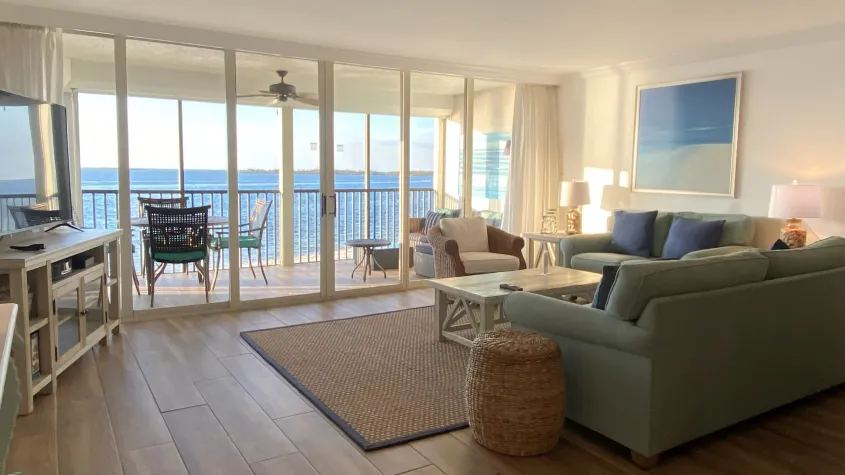 Condo Living Room with Water View