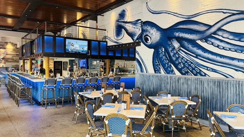 Wall mural inside restaurant on downtown Fort Myers food tour