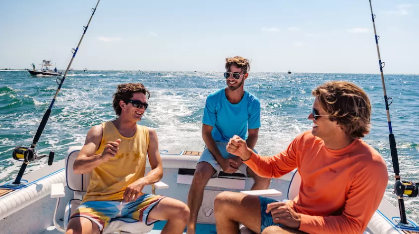 fishing on a boat