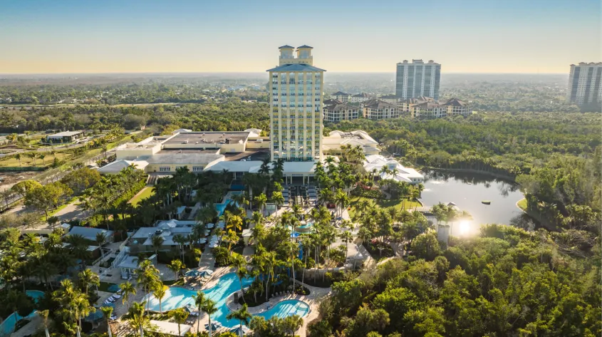 aerial shot of hotel
