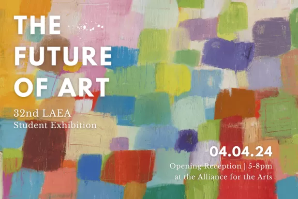 colored splotches with "the future of art" in white font
