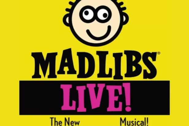 fondo amarillo con MAD LIBS LIVE! logo
