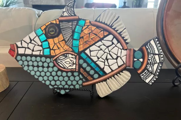 picture of a mosaic tile fish
