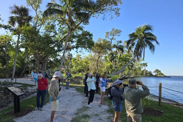 guests with guide during birdwatching tour

