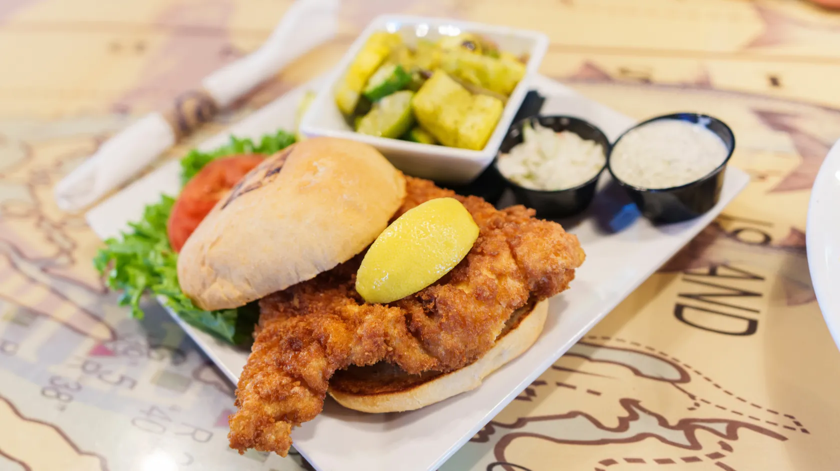 A fried grouper sandwich at Blue Dog Cafe in Matlacha