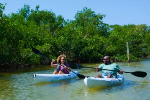 Kayaking and other water sports offer endless recreation. 