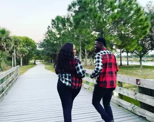 Man Woman Couple Love Boardwalk Smile Lakes Park
