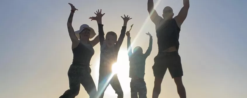 famille, plage, amusement, soleil, gosses