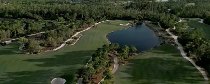 A drone photo of Old Corkscrew Golf Club