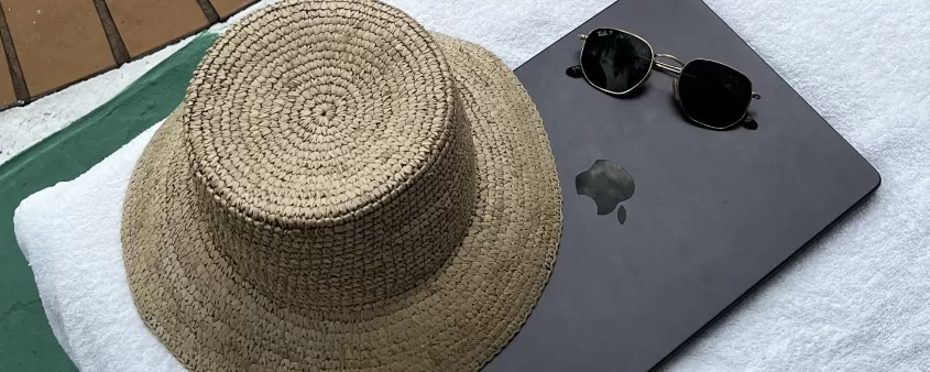 Laptop at pool