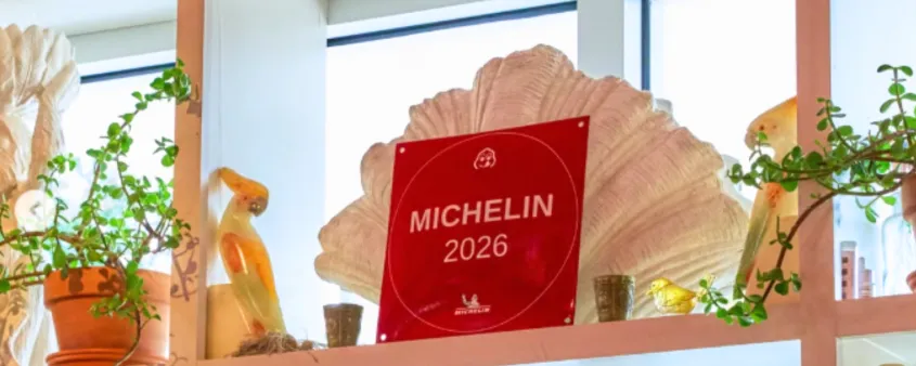 The MICHELIN plaque sits proudly on the shelf at the Canary Club in Bonita Springs