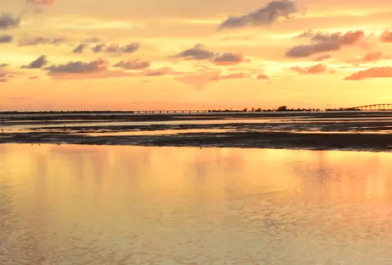 sunset over the causeway