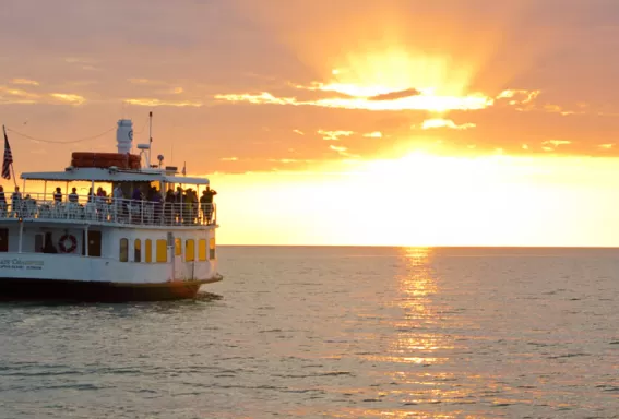 Steamboat in Sunset