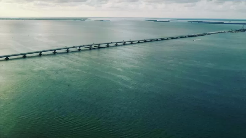 Calzada de la isla Sanibel desde vista aérea