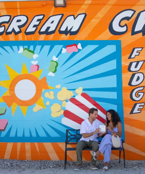 Sharing a romantic moment in colorful Matlacha