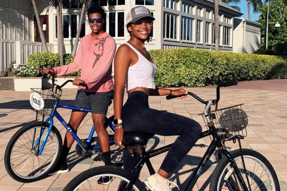 Siblings enjoy a bike ride