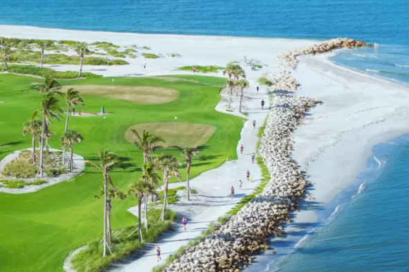 An aerial view of the Clutch golf course on Captiva Island