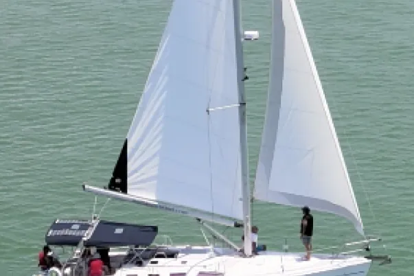 Sailing in the Gulf aboard a modern 38' Sailboat