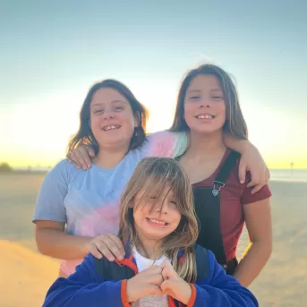 Familie Kinder Strand Sonnenuntergang