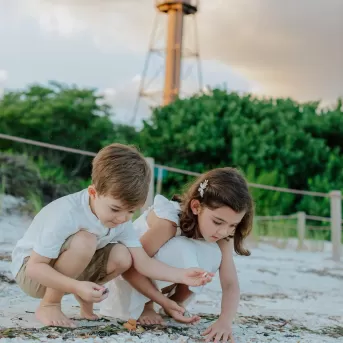 Sanibel Lighthouse Beach Familie Kinder