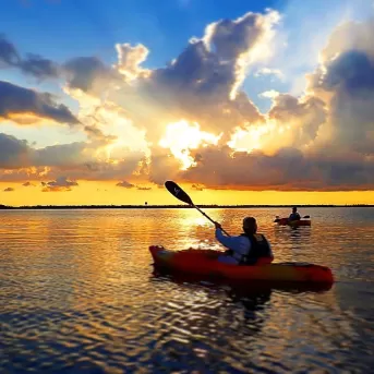 Kayaking at sunset