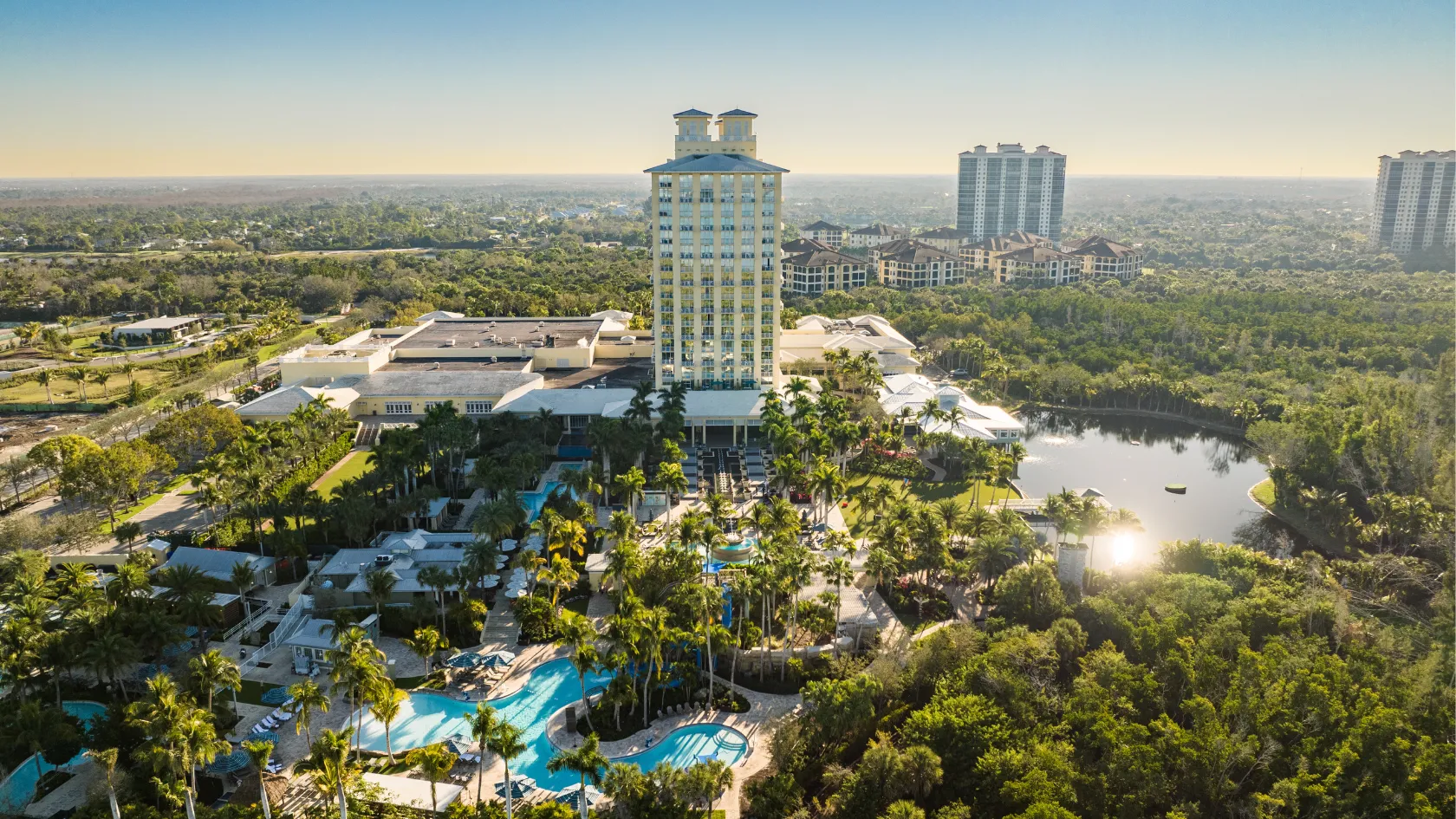 aerial shot of hotel