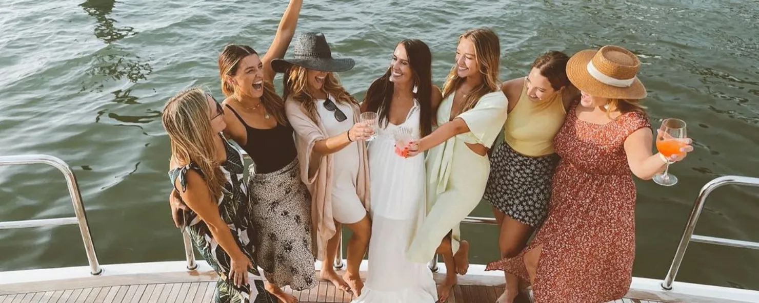 A group enjoys a boating excursion