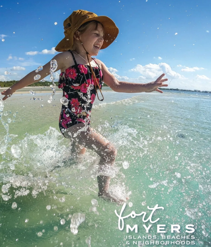 2024 Digital VG Cover Young Girl with Hat on is Splashing in Blue Green Water Smiling